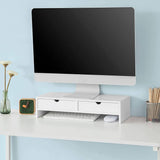 darrahopens Furniture > Office White Monitor Stand Desk Organizer with 2 Drawers