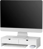 darrahopens Furniture > Office White Monitor Stand Desk Organizer with 2 Drawers
