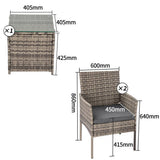 Darrahopens Furniture > Outdoor 2 Seater PE Rattan Outdoor Furniture Chat Set- Mixed Grey