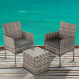 Darrahopens Furniture > Outdoor 2 Seater PE Rattan Outdoor Furniture Chat Set- Mixed Grey