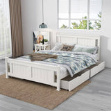 Darrahopens Furniture > Outdoor 2 x Wooden Bed Frame Storage Trundle Drawers-White
