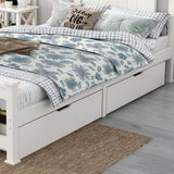 Darrahopens Furniture > Outdoor 2 x Wooden Bed Frame Storage Trundle Drawers-White