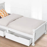 Darrahopens Furniture > Outdoor 2 x Wooden Bed Frame Storage Trundle Drawers-White