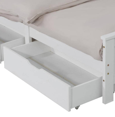 Darrahopens Furniture > Outdoor 2 x Wooden Bed Frame Storage Trundle Drawers-White