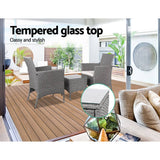darrahopens Furniture > Outdoor 3 Piece Wicker Outdoor Chair Side Table Furniture Set - Grey
