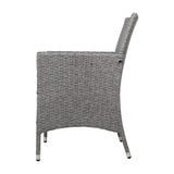 darrahopens Furniture > Outdoor 3 Piece Wicker Outdoor Chair Side Table Furniture Set - Grey