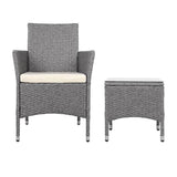 darrahopens Furniture > Outdoor 3 Piece Wicker Outdoor Chair Side Table Furniture Set - Grey
