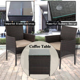 Darrahopens Furniture > Outdoor 3PC Outdoor Bistro Set Brown with Beige Cushion