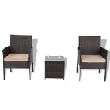 Darrahopens Furniture > Outdoor 3PC Outdoor Bistro Set Brown with Beige Cushion