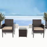 Darrahopens Furniture > Outdoor 3PC Outdoor Bistro Set Brown with Beige Cushion