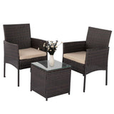 Darrahopens Furniture > Outdoor 3PC Outdoor Bistro Set Brown with Beige Cushion