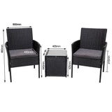 Darrahopens Furniture > Outdoor 3PC Outdoor Table and Chairs Set - Black