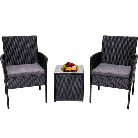 Darrahopens Furniture > Outdoor 3PC Outdoor Table and Chairs Set - Black
