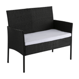 Darrahopens Furniture > Outdoor 4 Seater PE Wicker Outdoor Lounge Sofa Set-Black