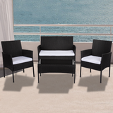 Darrahopens Furniture > Outdoor 4 Seater PE Wicker Outdoor Lounge Sofa Set-Black