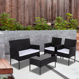 Darrahopens Furniture > Outdoor 4 Seater PE Wicker Outdoor Lounge Sofa Set-Black