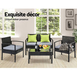 darrahopens Furniture > Outdoor 4 Seater Sofa Set Outdoor Furniture Lounge Setting Wicker Chairs Table Rattan Lounger Bistro Patio Garden Cushions Black