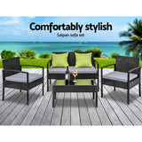 darrahopens Furniture > Outdoor 4 Seater Sofa Set Outdoor Furniture Lounge Setting Wicker Chairs Table Rattan Lounger Bistro Patio Garden Cushions Black