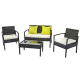 darrahopens Furniture > Outdoor 4 Seater Sofa Set Outdoor Furniture Lounge Setting Wicker Chairs Table Rattan Lounger Bistro Patio Garden Cushions Black