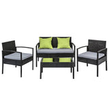 darrahopens Furniture > Outdoor 4 Seater Sofa Set Outdoor Furniture Lounge Setting Wicker Chairs Table Rattan Lounger Bistro Patio Garden Cushions Black