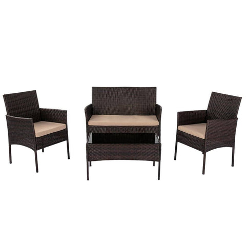 Darrahopens Furniture > Outdoor 4 Seater Wicker Outdoor Lounge Set – Brown