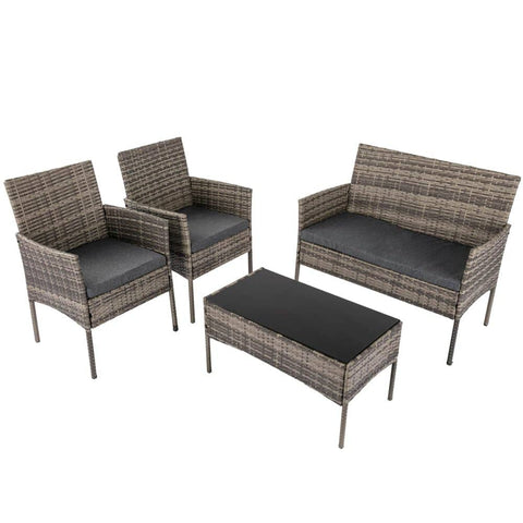 Darrahopens Furniture > Outdoor 4 Seater Wicker Outdoor Lounge Set – Mixed Grey