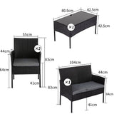 Darrahopens Furniture > Outdoor 4 Seater Wicker Outdoor Lounge Set - Black