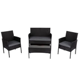 Darrahopens Furniture > Outdoor 4 Seater Wicker Outdoor Lounge Set - Black