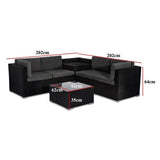 Darrahopens Furniture > Outdoor 6PCS Outdoor Modular Lounge Sofa Coogee - Black