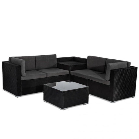 Darrahopens Furniture > Outdoor 6PCS Outdoor Modular Lounge Sofa Coogee - Black