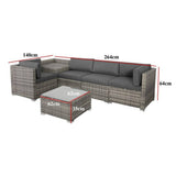 Darrahopens Furniture > Outdoor 6PCS Outdoor Modular Lounge Sofa Coogee - Grey