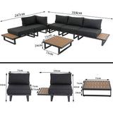 Darrahopens Furniture > Outdoor 7PC Outdoor Aluminum Lounge  Set with 2 Polywood Coffee Table
