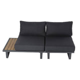 Darrahopens Furniture > Outdoor 7PC Outdoor Aluminum Lounge  Set with 2 Polywood Coffee Table