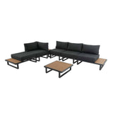 Darrahopens Furniture > Outdoor 7PC Outdoor Aluminum Lounge  Set with 2 Polywood Coffee Table