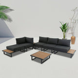 Darrahopens Furniture > Outdoor 7PC Outdoor Aluminum Lounge  Set with 2 Polywood Coffee Table