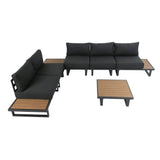 Darrahopens Furniture > Outdoor 7PC Outdoor Aluminum Lounge  Set with 2 Polywood Coffee Table
