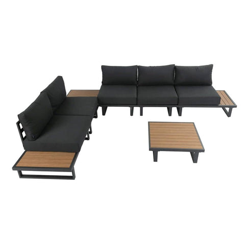 Darrahopens Furniture > Outdoor 7PC Outdoor Aluminum Lounge  Set with 2 Polywood Coffee Table