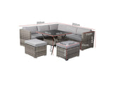 Darrahopens Furniture > Outdoor 8PC Outdoor Dining Set Wicker Table & Chairs-Grey