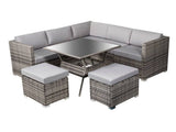 Darrahopens Furniture > Outdoor 8PC Outdoor Dining Set Wicker Table & Chairs-Grey