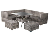 Darrahopens Furniture > Outdoor 8PC Outdoor Dining Set Wicker Table & Chairs-Grey