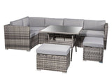 Darrahopens Furniture > Outdoor 8PC Outdoor Dining Set Wicker Table & Chairs-Grey