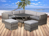 Darrahopens Furniture > Outdoor 8PC Outdoor Dining Set Wicker Table & Chairs-Grey