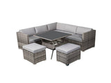 Darrahopens Furniture > Outdoor 8PC Outdoor Dining Set Wicker Table & Chairs-Grey