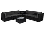 Darrahopens Furniture > Outdoor 8PCS Outdoor Furniture Modular Lounge Sofa Lizard - Black