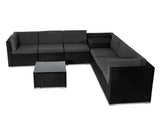Darrahopens Furniture > Outdoor 8PCS Outdoor Furniture Modular Lounge Sofa Lizard - Black