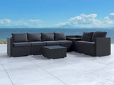 Darrahopens Furniture > Outdoor 8PCS Outdoor Furniture Modular Lounge Sofa Lizard - Black