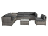 Darrahopens Furniture > Outdoor 8PCS Outdoor Furniture Modular Lounge Sofa Lizard - Grey