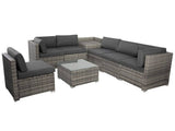 Darrahopens Furniture > Outdoor 8PCS Outdoor Furniture Modular Lounge Sofa Lizard - Grey