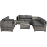 Darrahopens Furniture > Outdoor 8PCS Outdoor Furniture Modular Lounge Sofa Lizard - Grey