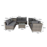 Darrahopens Furniture > Outdoor 9PCS Outdoor Furniture Modular Lounge Sofa with Wicker End Table